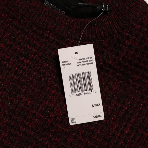 Buffalo David Bitton Textured Crewneck Sweater Heather Red Black Pullover Size S - Picture 7 of 12